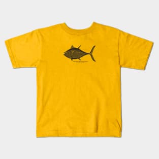 Atlantic Bluefin Tuna Fish with Common and Scientific Names Kids T-Shirt